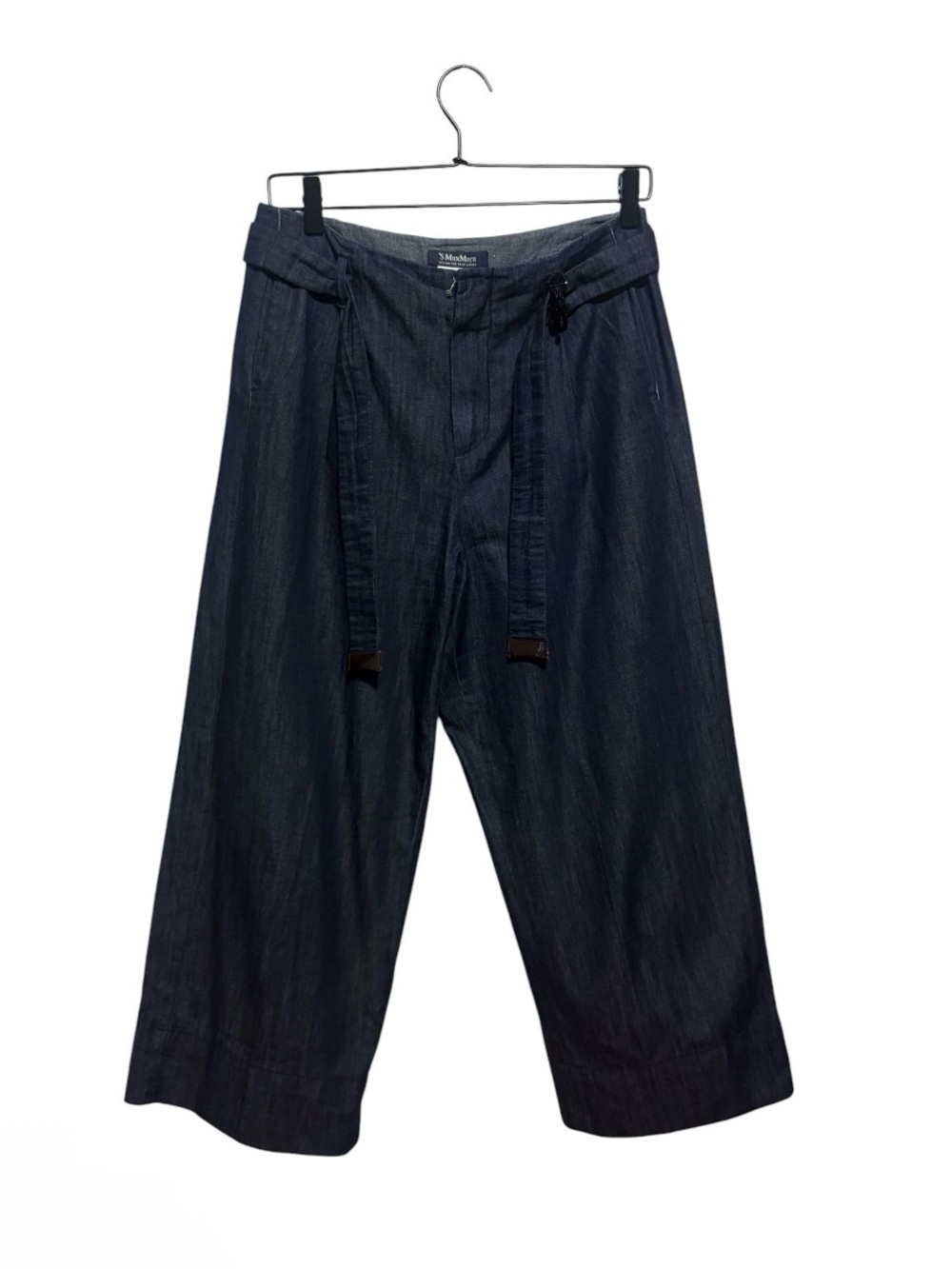 MaxMara Navy Relaxed Wide-Leg Jeans with Integrated Belt